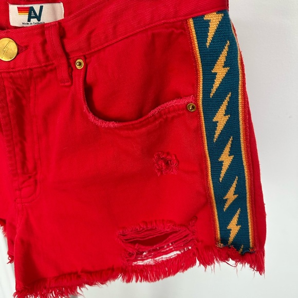 AVIATOR NATION RED BOLT SHORTS SIZE 28 denim jeans - Picture 2 of 11